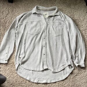 Aerie Button-Up Waffle Knit Shirt